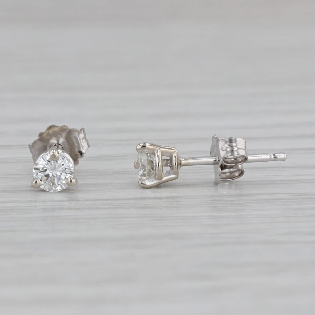 Gray New 0.31ctw Round Diamond Solitaire Stud Earrings 14k White Gold