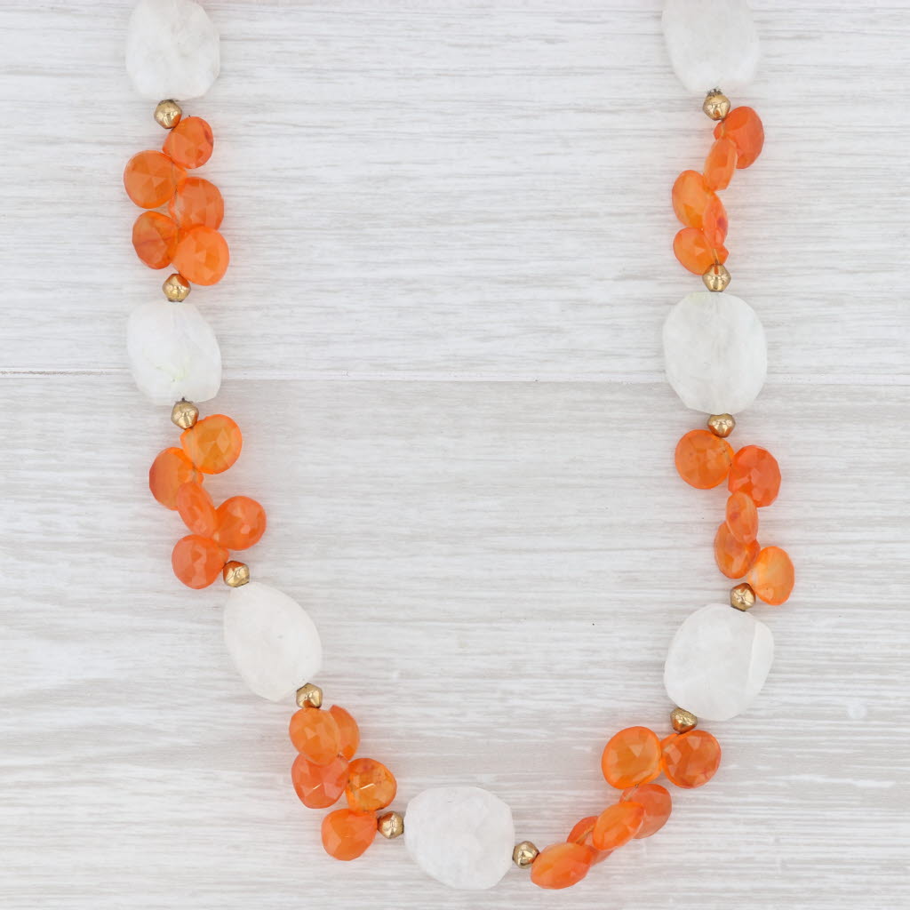 Light Gray New Nina Nguyen Wisteria Bead Necklace Carnelian Moonstone Statement 18-21"