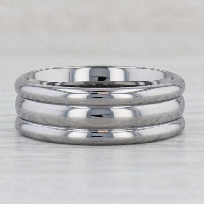 Light Gray New Beveled Tungsten Carbide Ring Men's Wedding Band Size 10.5