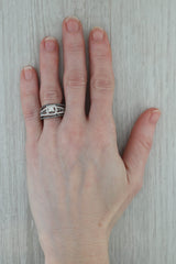 1.18ctw Black White Diamond Wedding Bands Engagement Ring Set 14k White Gold