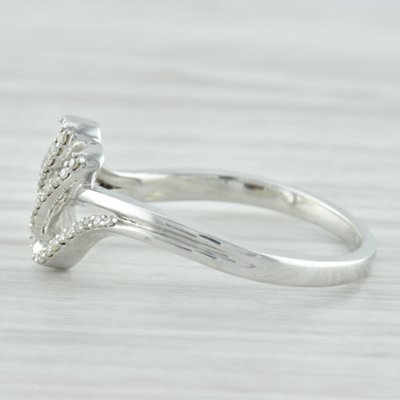 New Diamond Abstract Ring Sterling Silver 925 Size 8.25 Split Bypass