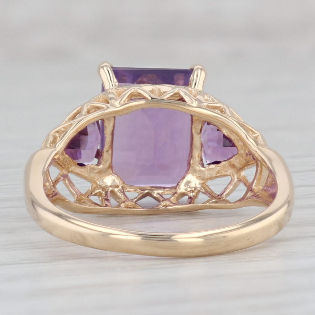 Gray 3.68ctw Emerald Cut Amethyst Ring 14k Yellow Gold Size 7.25