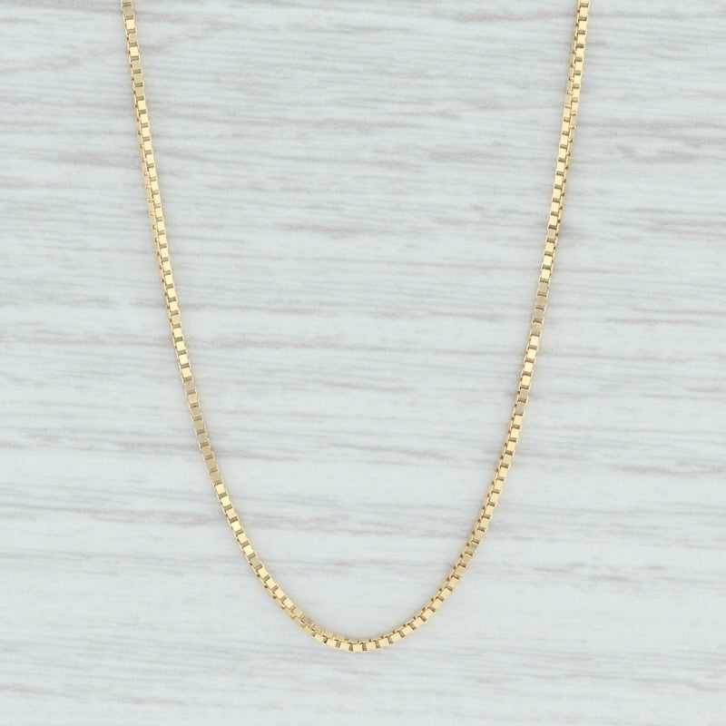 New Box Chain Necklace 18" 18k Yellow Gold 0.9mm Italian Lobster Clasp