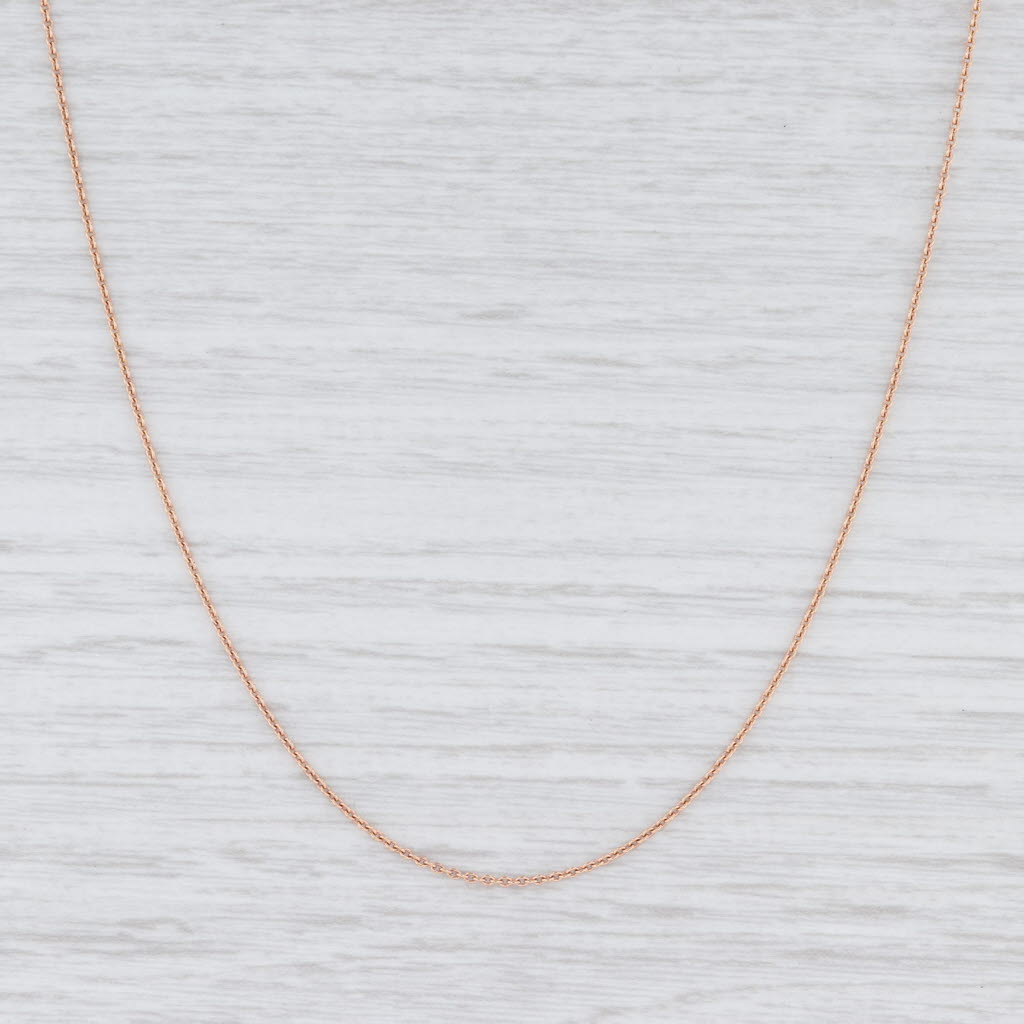 Light Gray New 18k Rose Gold Necklace 16" Cable Chain 0.7mm Italian