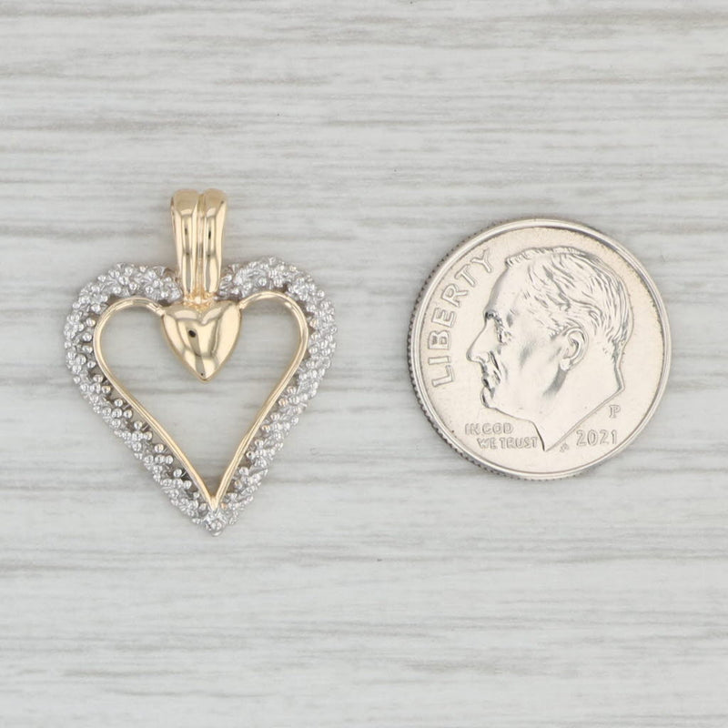 Light Gray Diamond Accented Open Heart Pendant 10k Yellow Gold Keepsake Gift