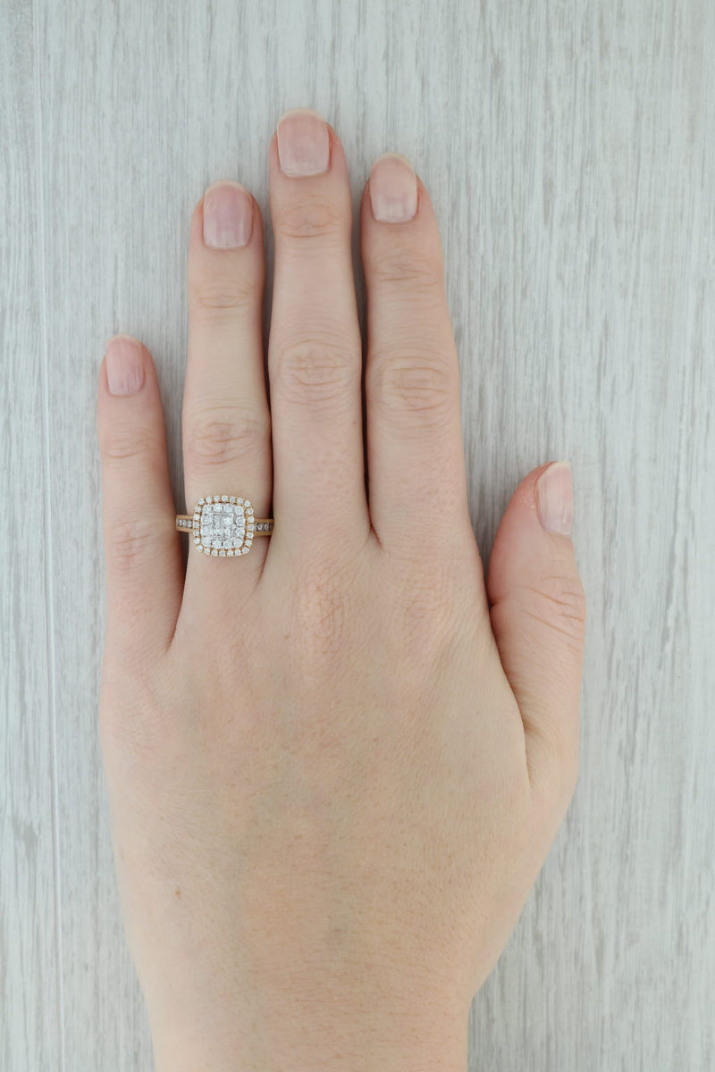 0.70ctw Diamond Cluster Halo Engagement Ring 14k Yellow Gold Size 5
