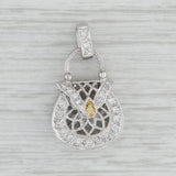 Diamond Purse Charm 18k Gold Opens Ornate Filigree Pendant