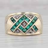 Gray 0.76ctw Lab Created Emerald Ring 14k Yellow Gold Size 6.5 Diamond Accents