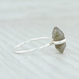 Light Gray New Gray Labradorite Ring Sterling Silver Adjustable Size Handmade
