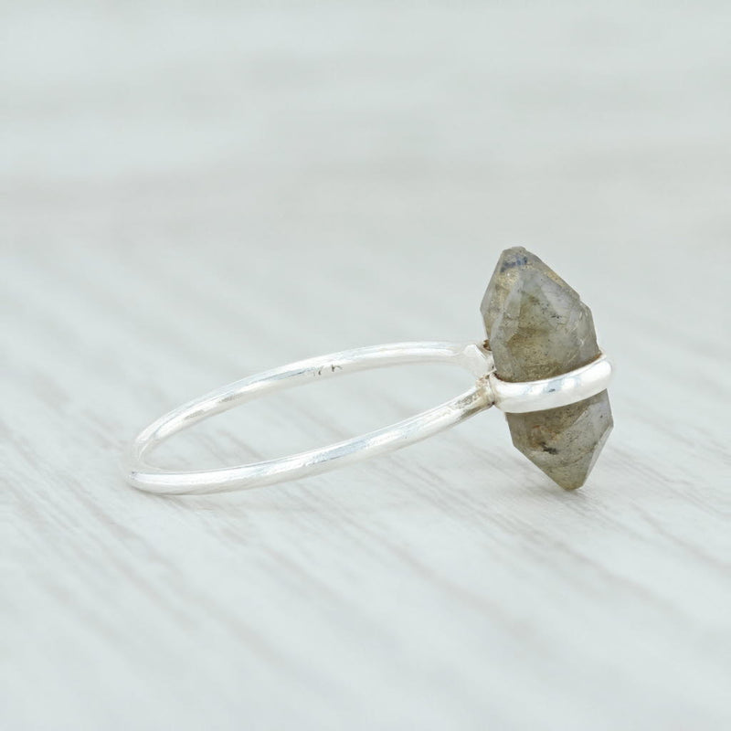 Light Gray New Gray Labradorite Ring Sterling Silver Adjustable Size Handmade