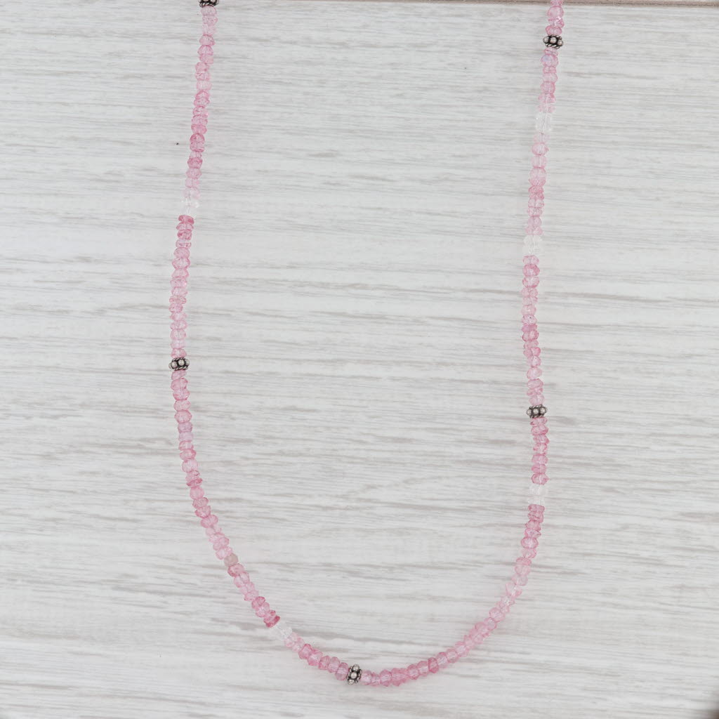 Light Gray New Nina Nguyen Pink Topaz Bead Harmony Necklace Sterling Silver Long Adjustable