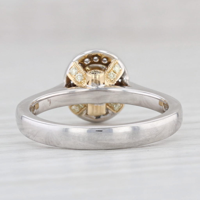 Light Gray 0.98ctw Yellow White Diamond Halo Engagement Ring 18k White Yellow Gold Size 6.5