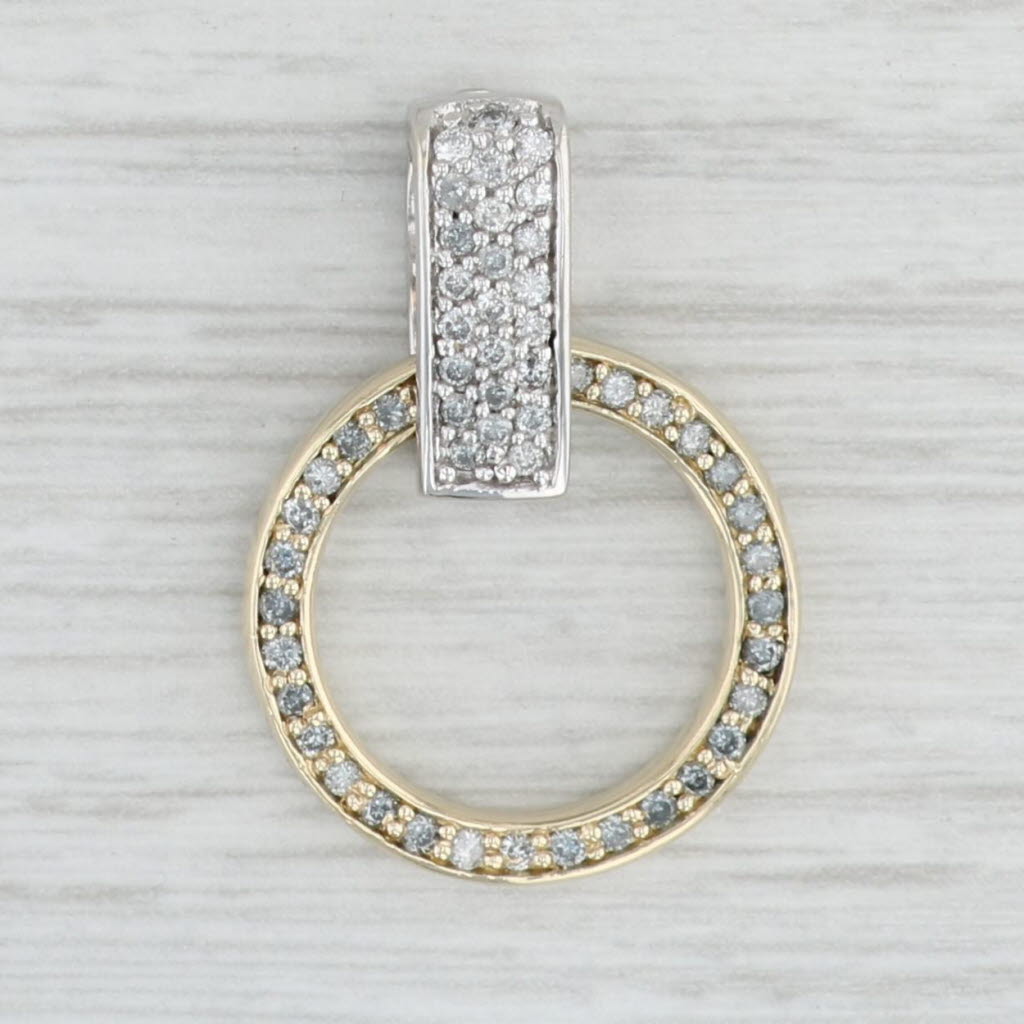 Light Gray 0.34ctw Diamond Eternity Circle Enhancer Pendant 14k Gold Floating Drop