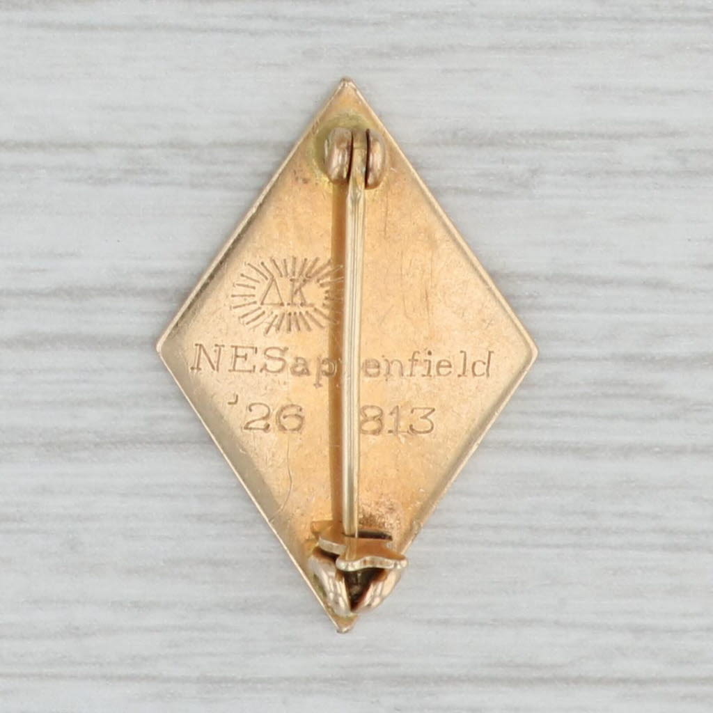 Light Gray Phi Gamma Delta Badge 14k Gold Enamel Vintage 1920s Greek Fraternity Fiji Pin