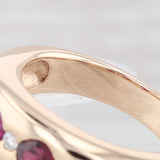 1.07ctw Garnet Ruby Diamond Ring 14k Rose Gold Size 7 Band 3-Stone