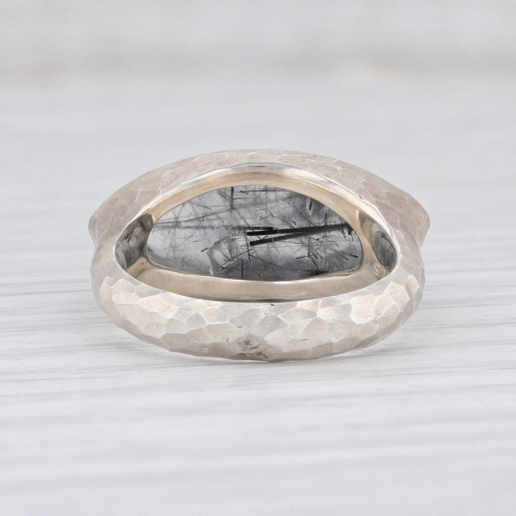 Light Gray New Nina Nguyen Tourmalated Quartz Ring Mekong Sterling Silver Hammered