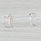 0.70ctw Cubic Zirconia Hoop Huggie Earrings 18k White Gold Snap Top Round Hoops