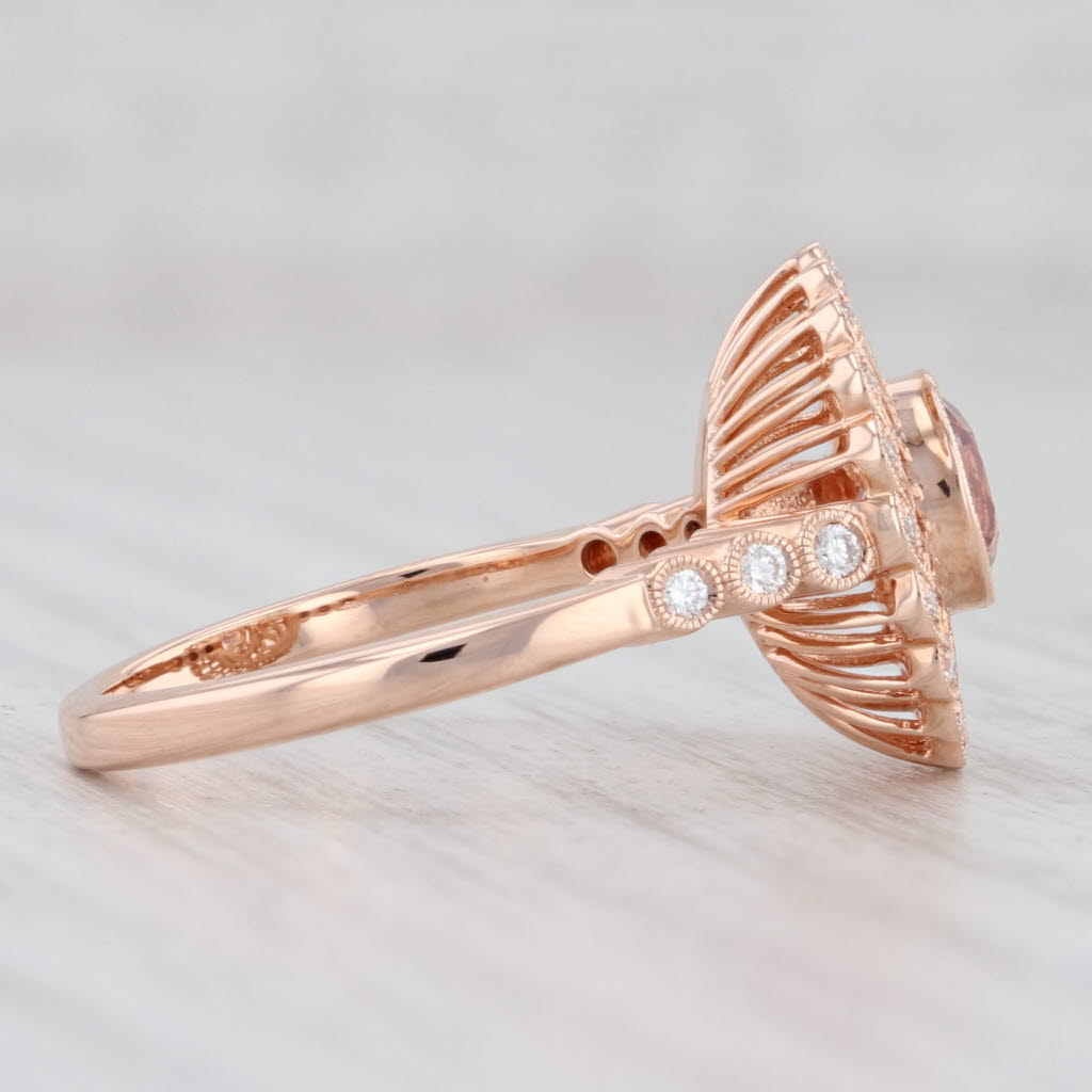 Light Gray Beverley K New 0.68ctw Morganite Diamond Filigree Ring 14k Rose Gold Engagement