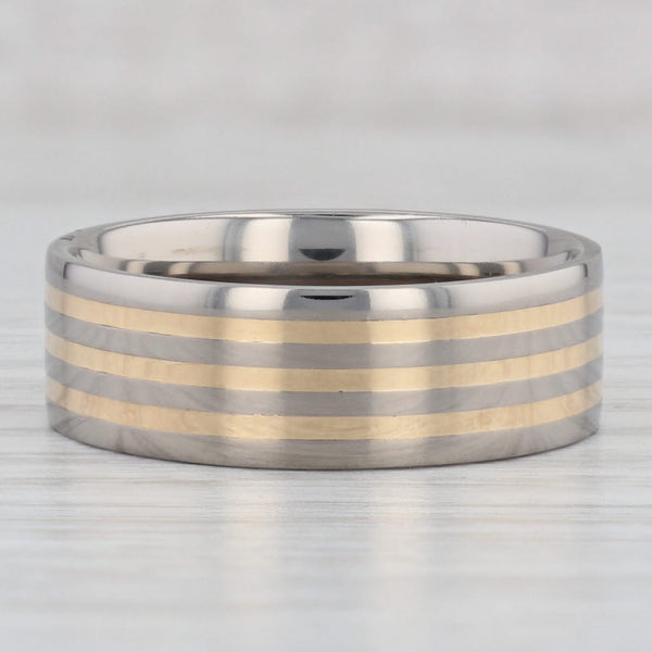 Gray New Men's Titanium Ring Size 12.5 Wedding Band 2-Toned Striped