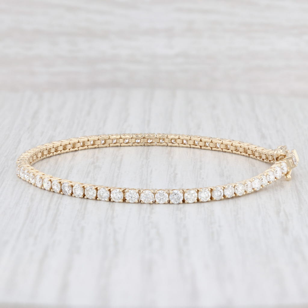 New 7" 5ctw Diamond Tennis Bracelet 14k Yellow Gold 3mm