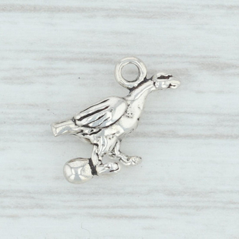 Light Gray Goose & Egg Charm Sterling Silver 12 Days of Christmas Geese aLaying