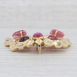 Vintage Butterfly Brooch with Moving Wings Tourmaline Ruby Diamond 18k Gold
