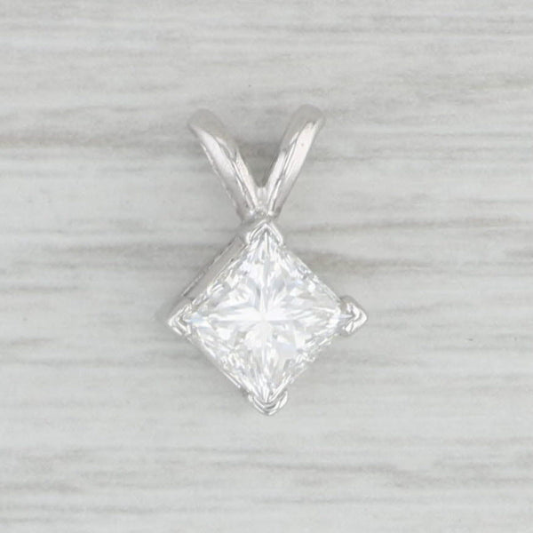 Light Gray 1ct Princess Diamond Solitaire Pendant 14k White Gold GIA G SI1
