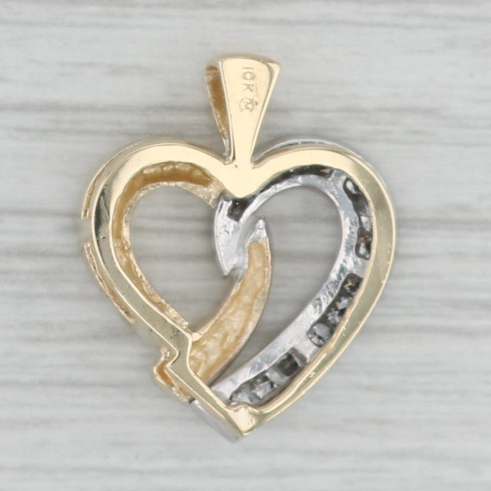 Gray 0.24ctw Diamond 2-Toned Heart Pendant 10k Yellow White Gold