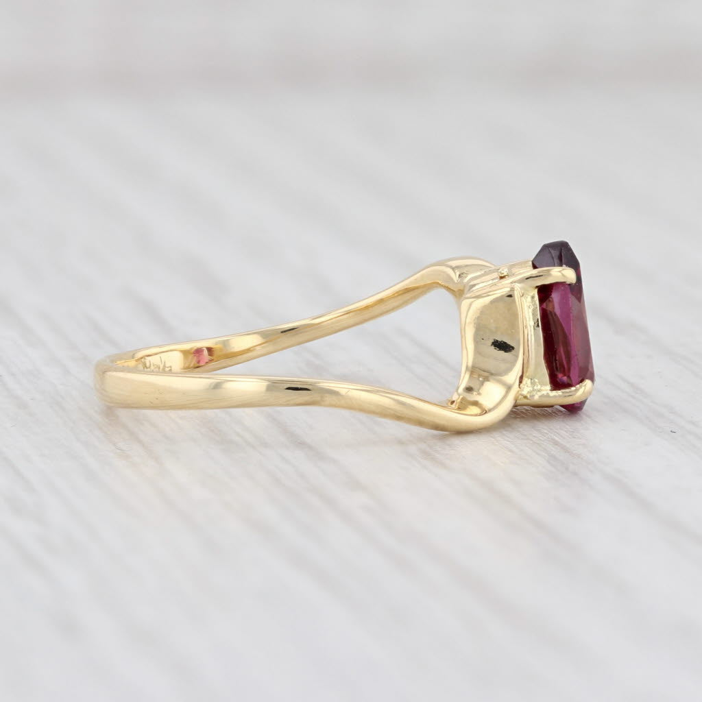 Light Gray 1.60ct Rhodolite Garnet Teardrop Ring 18k Yellow Gold Pear Solitaire Size 6.5