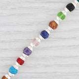 New Multi-Color Glass Bead Bracelet 6.75" Sterling Silver Toggle Clasp