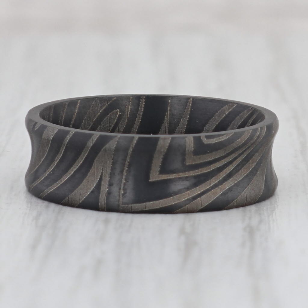 Dark Slate Gray New 2-Toned Patterned Black Titanium Ring Size 10 Men's Wedding Band