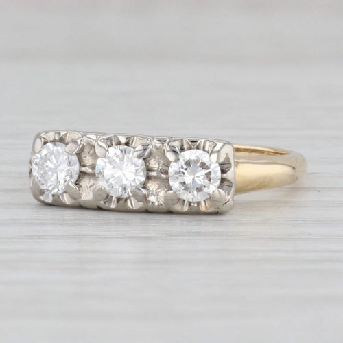Light Gray Vintage 0.55ctw VS2 3-Stone Diamond Ring 14k Gold Size 7.25