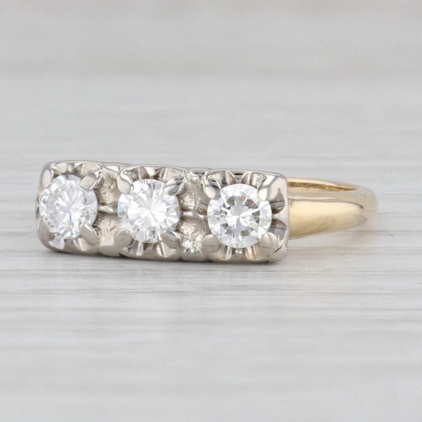 Light Gray Vintage 0.55ctw VS2 3-Stone Diamond Ring 14k Gold Size 7.25