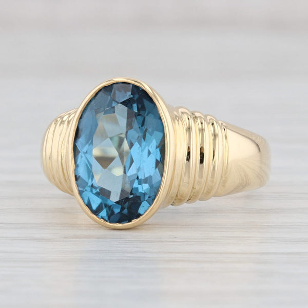 Light Gray 4.80ct London Blue Topaz Oval Solitaire Ring 18k Yellow Gold Size 9.5