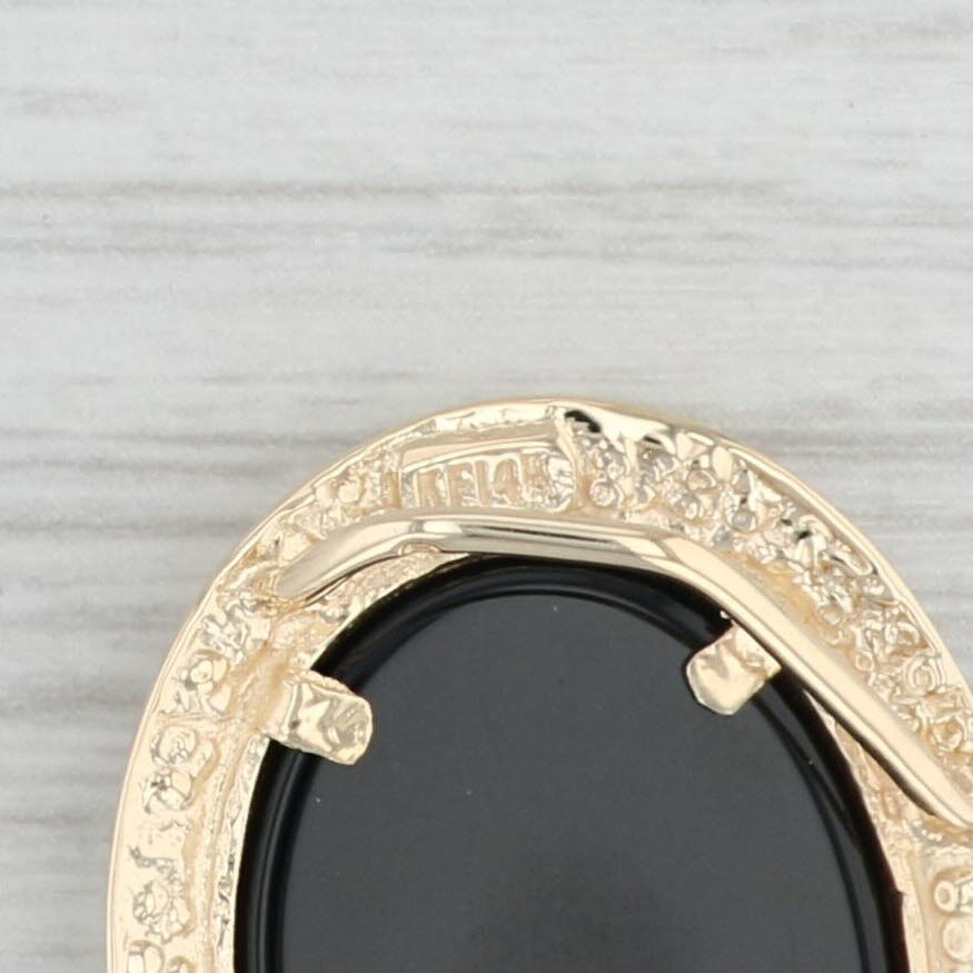 Light Gray Onyx Slide Pendant 14k Yellow Gold Statement Oval Cabochon Solitaire