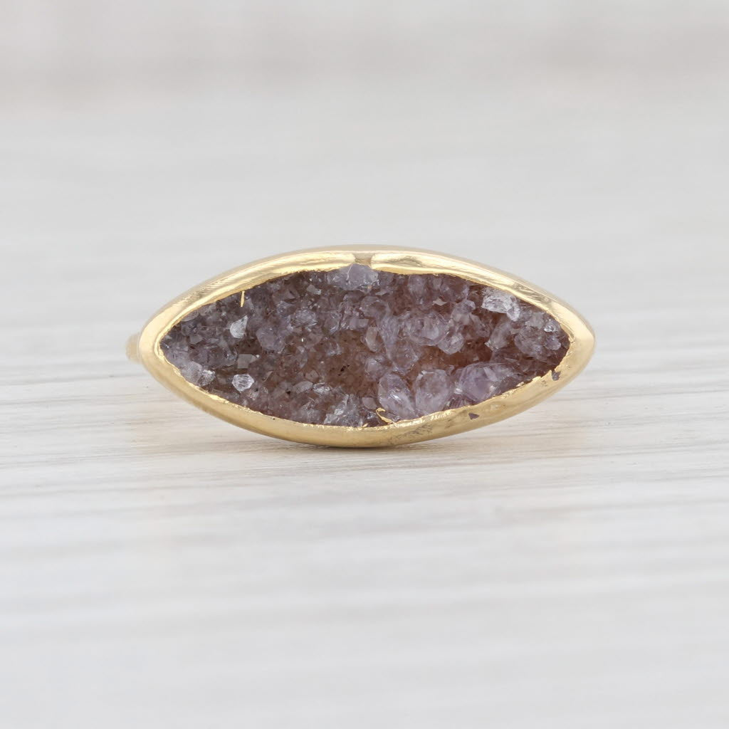 Light Gray New Nina Nguyen Druzy Amethyst Ring Sterling Silver 22k Gold Vermeil Size 7.25