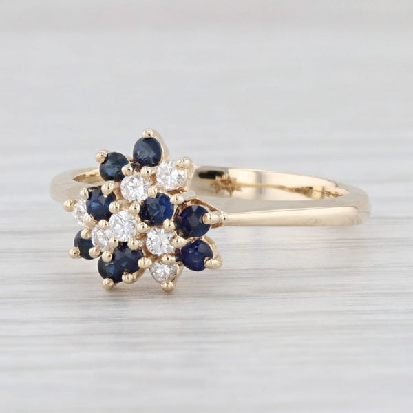 Light Gray 0.44ctw Blue Sapphire Diamond Cluster Ring 14k Yellow Gold Size 6.75