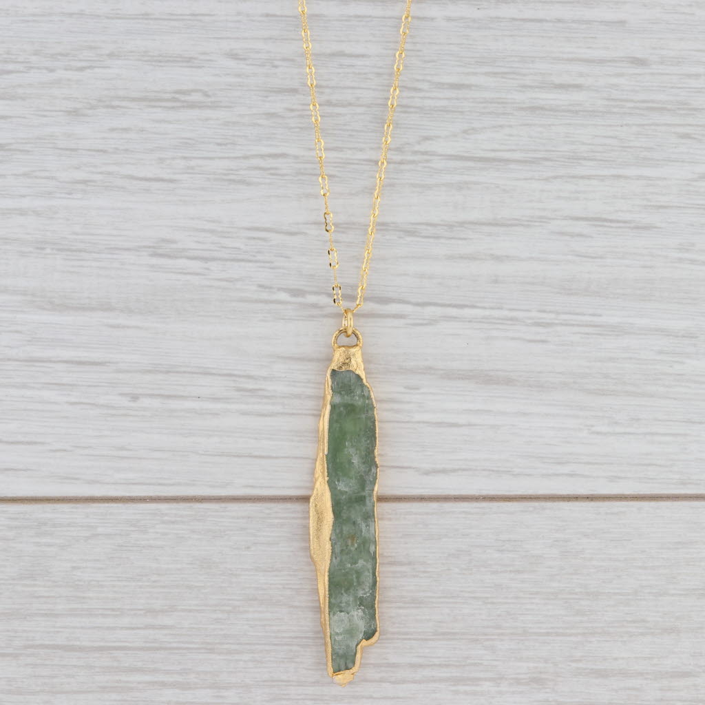 Light Gray New Nina Nguyen Necklace Green Kyanite Crinkle Chain Sterling Gold Vermeil 30-32