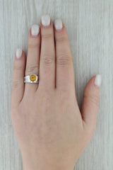 Dark Gray Sam Lehr 1.49ctw Yellow Sapphire Diamond Ring 18k White Gold Size 4.5