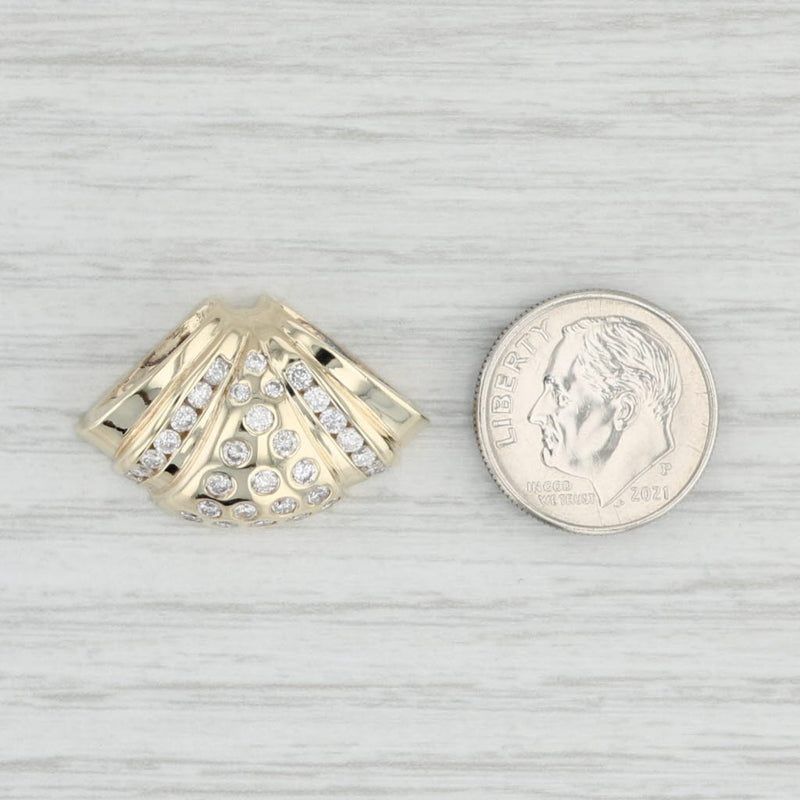 0.85ctw Diamond Fan Slide Pendant 14k Yellow Gold