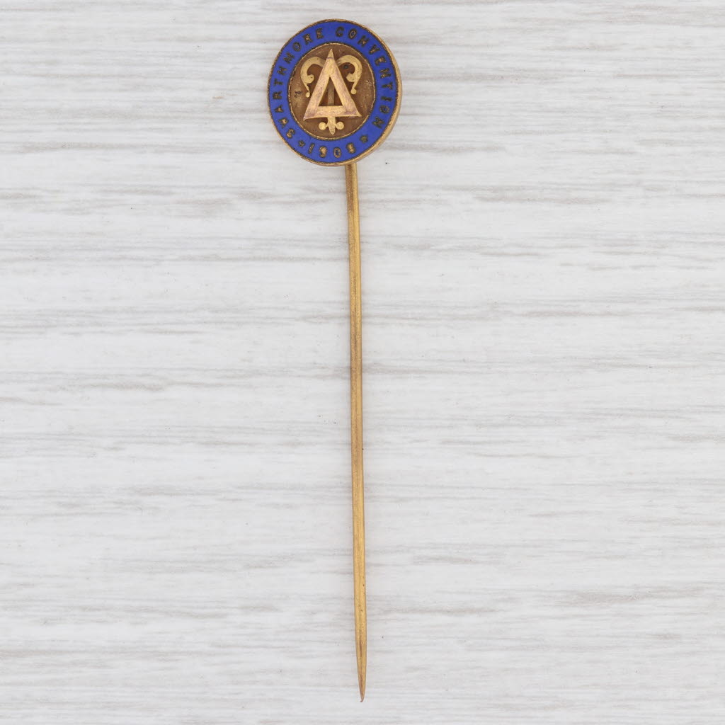 Light Gray Delta Upsilon Stickpin Antique Fraternity Swarthmore Convention 1908