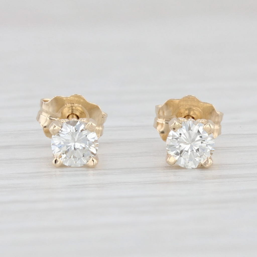 Light Gray New 0.34ctw VS2 Round Diamond Solitaire Stud Earrings 14k Yellow Gold