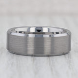 Gray New Men's Brushed Tungsten Ring Size 10 Beveled Comfort Fit Wedding Band