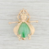 Light Gray Green Jadeite Jade Mosquito Brooch 14k Yellow Gold Insect Bug Jewelry
