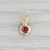 New 0.85 Pink Tourmaline Pendant 14k Yellow Gold Small Round Solitaire Drop