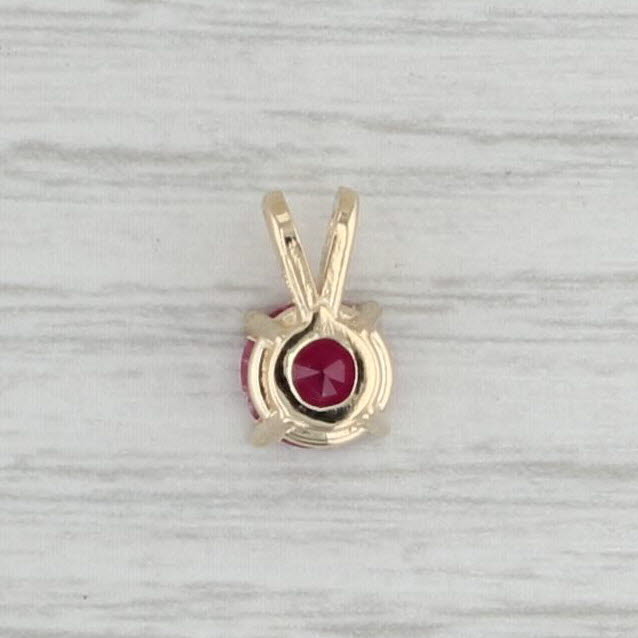 New 0.85 Pink Tourmaline Pendant 14k Yellow Gold Small Round Solitaire Drop