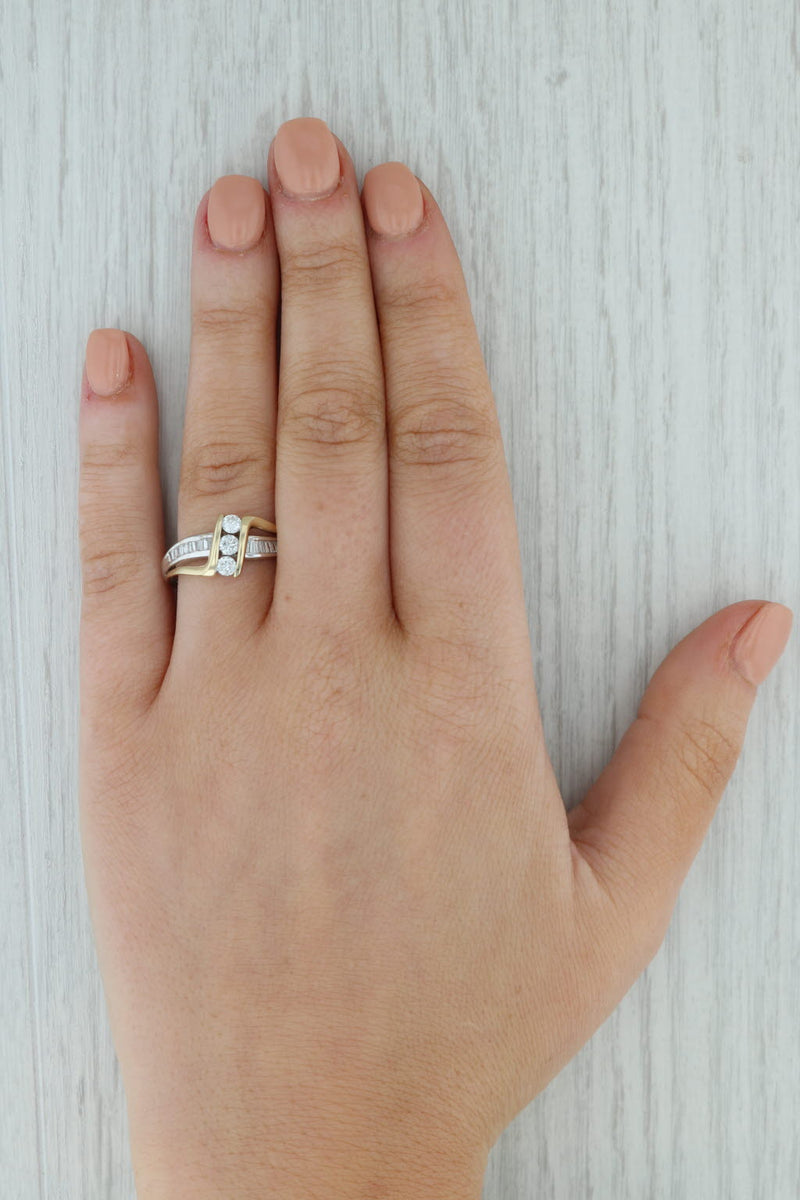 0.40ctw Diamond 3-Stone Ring 14k White Gold Size 7 Wedding Anniversary Band