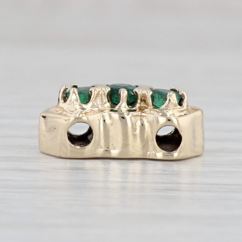 Light Gray 0.30ctw Emerald 3-Stone Slide Charm 14k Yellow Gold DHS May Birthstone