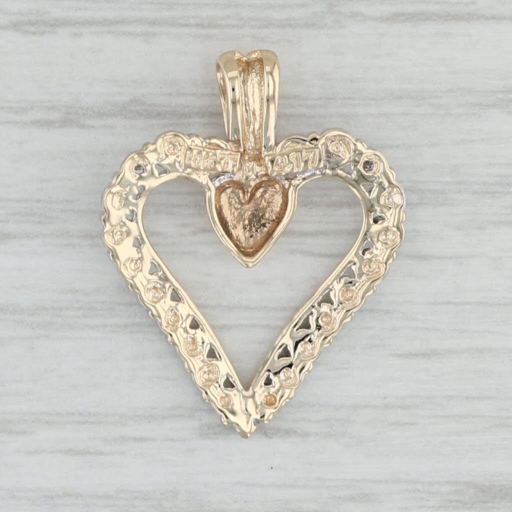 Light Gray Diamond Accented Open Heart Pendant 10k Yellow Gold Keepsake Gift