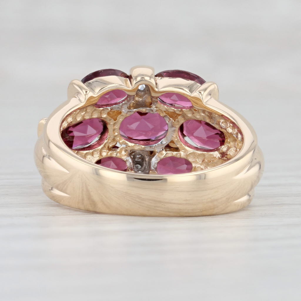 Light Gray 5.3ctw Rhodolite Garnet Cluster Ring 14k Yellow Gold Size 7.25 Cocktail